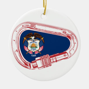 Utah Flag Kletterkarabiner Keramik Ornament