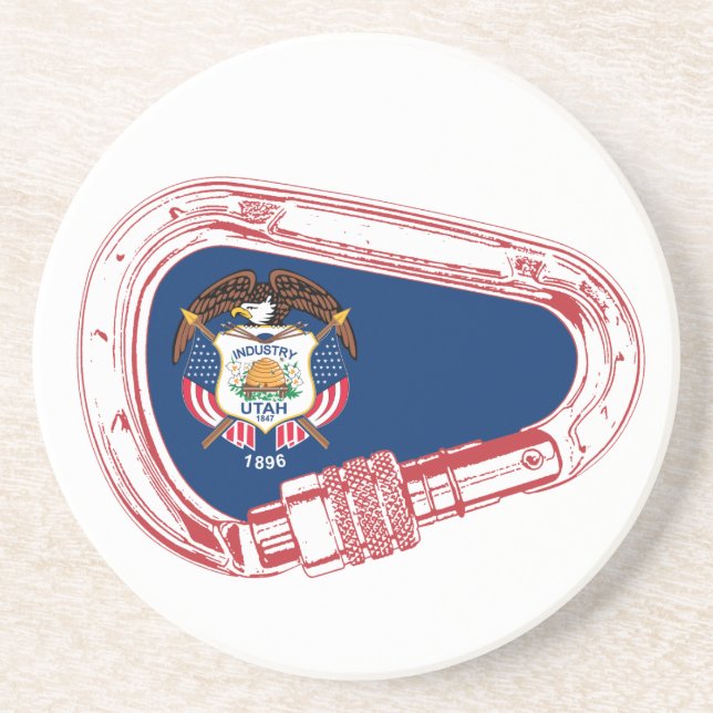 Utah Flag Klettersteig Carabiner Sandstein Untersetzer (Vorne)