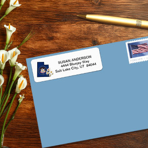 Utah Flag mit Staat Blume Sego Lily Custom
