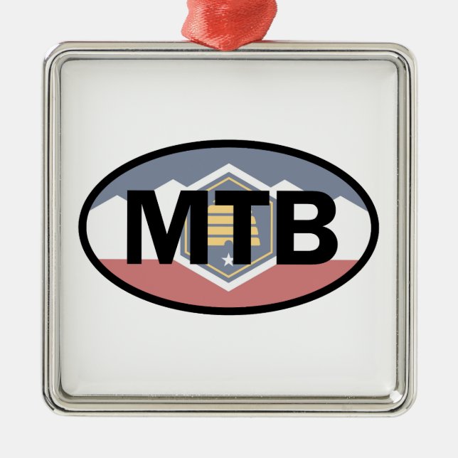Utah Flag Mountain Biking Oval Ornament Aus Metall (Vorne)
