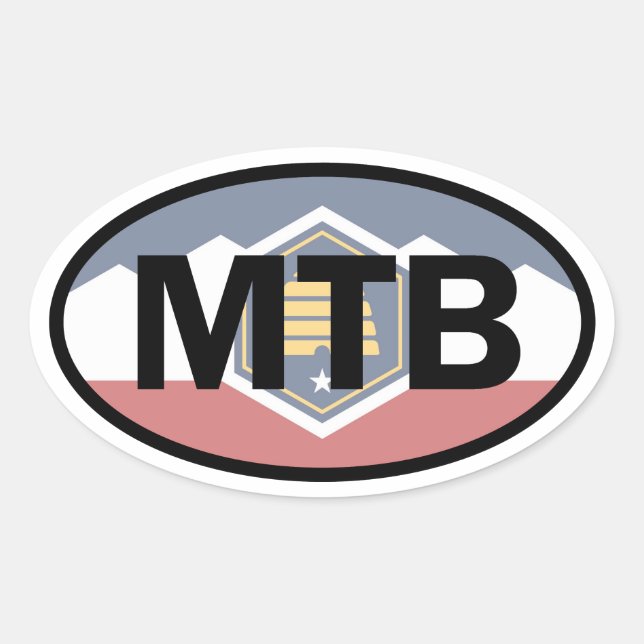 Utah Flag Mountain Biking Oval Ovaler Aufkleber (Vorderseite)