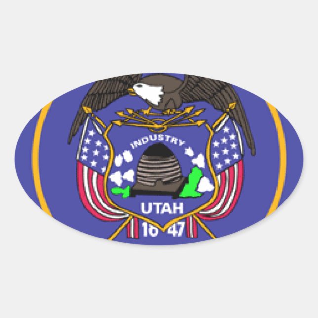 Utah Flag Ovaler Aufkleber (Vorderseite)