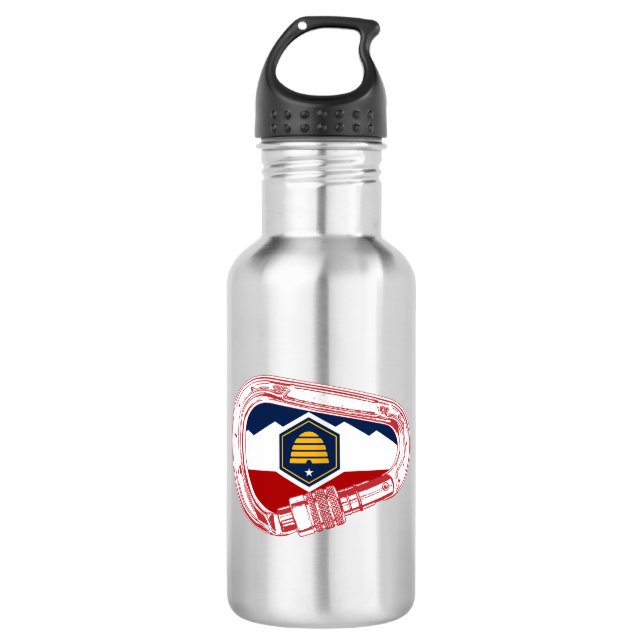 Utah Flag Rock Climbing Carabiner Edelstahlflasche (Vorderseite)