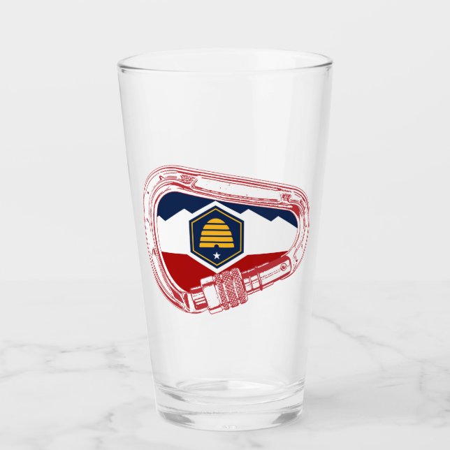 Utah Flag Rock Climbing Carabiner Glas (Vorderseite)