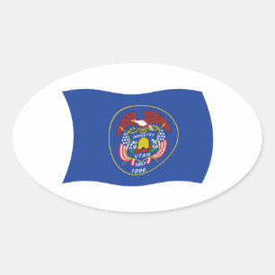 Utah-Flaggenaufkleber Ovaler Aufkleber