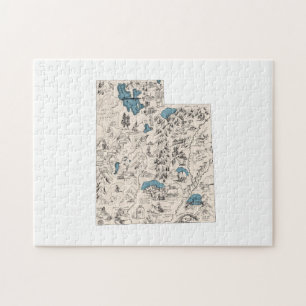 Utah-förmige Vintage-Bildkarte Puzzle