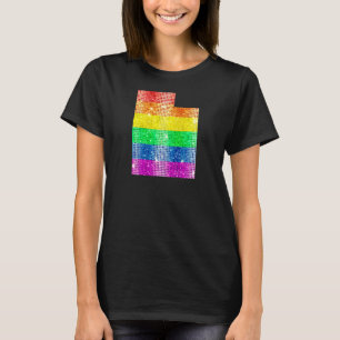 Utah Gay Staatsstolz Rainbow Flag Karte Gay Lesbia T-Shirt