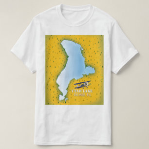 Utah Lake, Utah Valley Karte Reiseplakat. T-Shirt