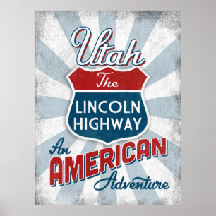 Utah Lincoln Highway Vintage Amerika Poster