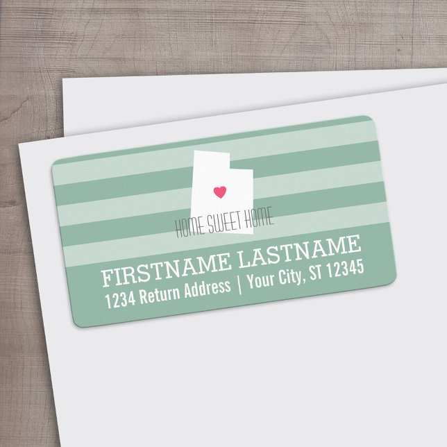 Utah Map Zuhause Staat Liebe mit benutzerdefiniert Adressaufkleber (Custom Address Label)