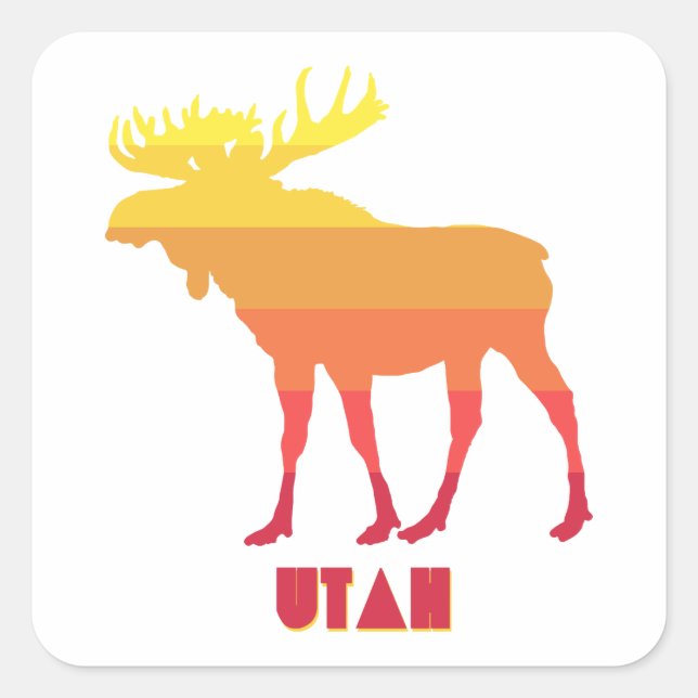 Utah Moose Quadratischer Aufkleber (Vorderseite)