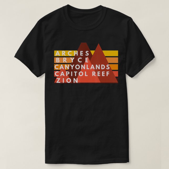 Utah National Parks Utah's Mighty Five Souvenir NP T-Shirt (Design vorne)