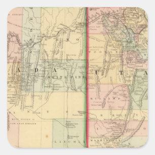 Utah, Nevada Karte von Mitchell Quadratischer Aufkleber