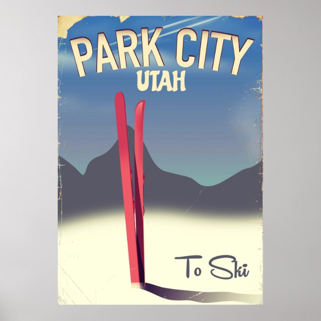 Utah Park City Skifahrplakat Poster (Vorne)
