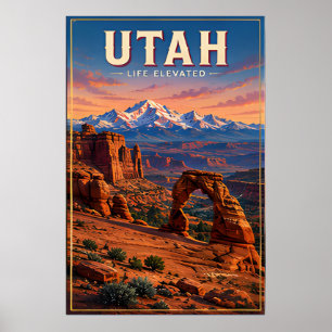 Utah Red Rock Mountains Panoramareise Poster