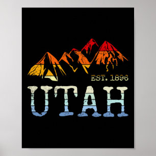 Utah Retro Sunset Vintag Mountain Zuhause Est 1896 Poster