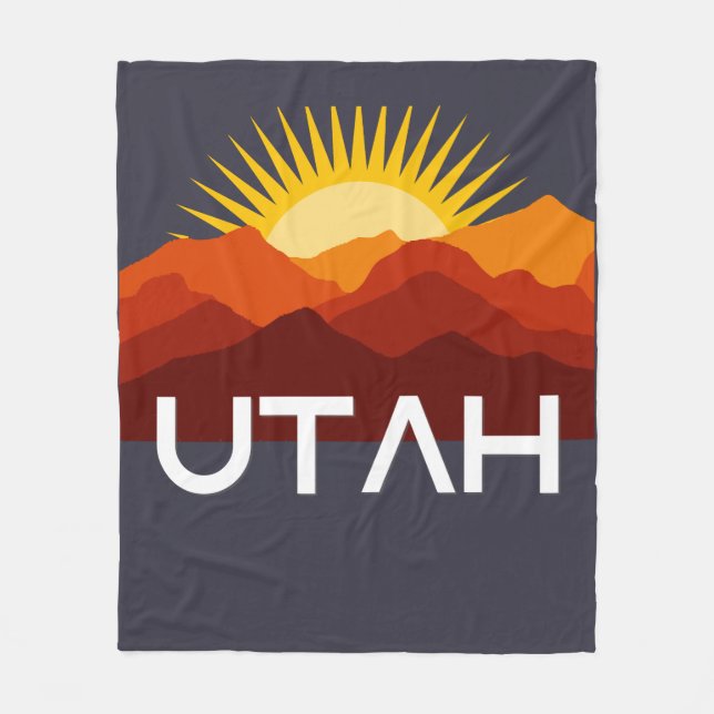 Utah Retro Vintage Wüste Sonnenuntergang Fleecedecke (Vorderseite)
