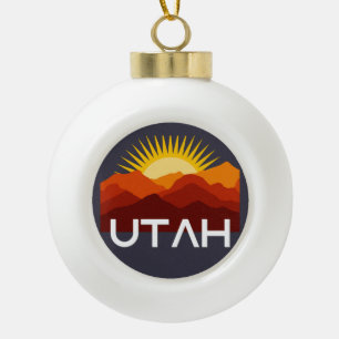 Utah Retro Vintage Wüste Sonnenuntergang Keramik  Kugel-Ornament