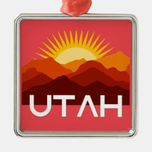 Utah Retro Vintage Wüsten-Sonnenuntergang Ornament Aus Metall