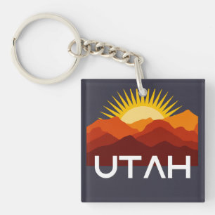Utah Retro Vintage Wüsten-Sonnenuntergang Schlüsse Schlüsselanhänger