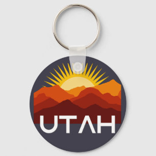 Utah Retro Vintage Wüsten-Sonnenuntergang Schlüsselanhänger