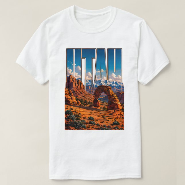 Utah Rote Felsbögen Gebirgsabenteuer T-Shirt (Design vorne)