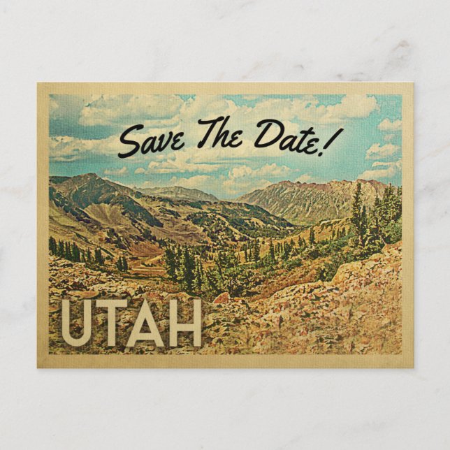 Utah Save the Date Vintage Postkarten (Vorderseite)