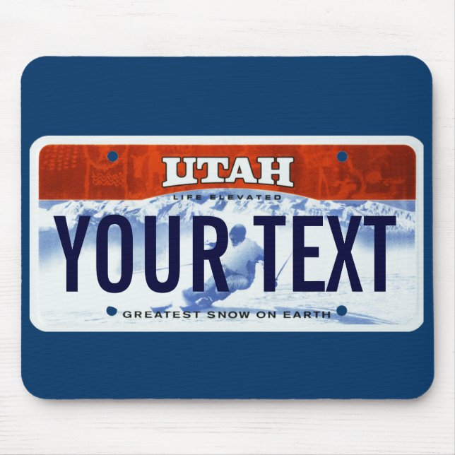 Utah-Ski-Kfz-Kennzeichen-Mausunterlage Mousepad (Vorne)