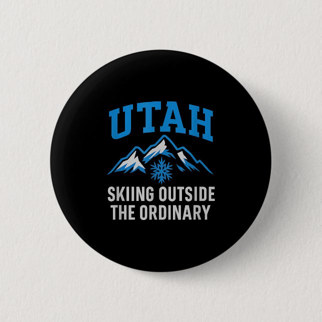 Utah Skifahren außerhalb des gewöhnlichen Kollegiu Button (Vorderseite)