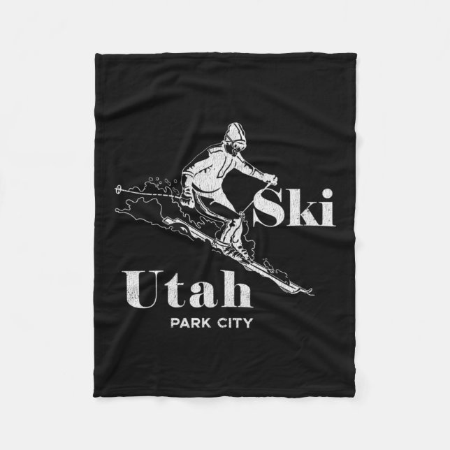 Utah Skipark Stadt Langschläfchen T-Shirt Fleecedecke (Vorderseite)