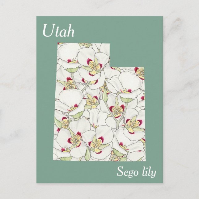 Utah Staat Blume Collage Map Postkarte (Vorderseite)