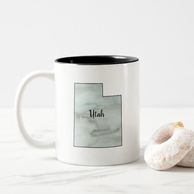 Utah Staat Illustration Painting Zweifarbige Tasse (Mit Donut)