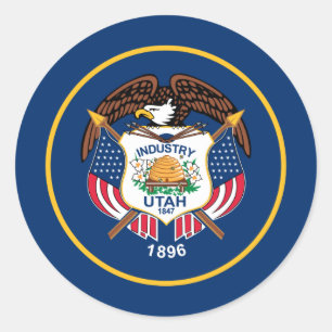 Utah Staatsflagge Runder Aufkleber