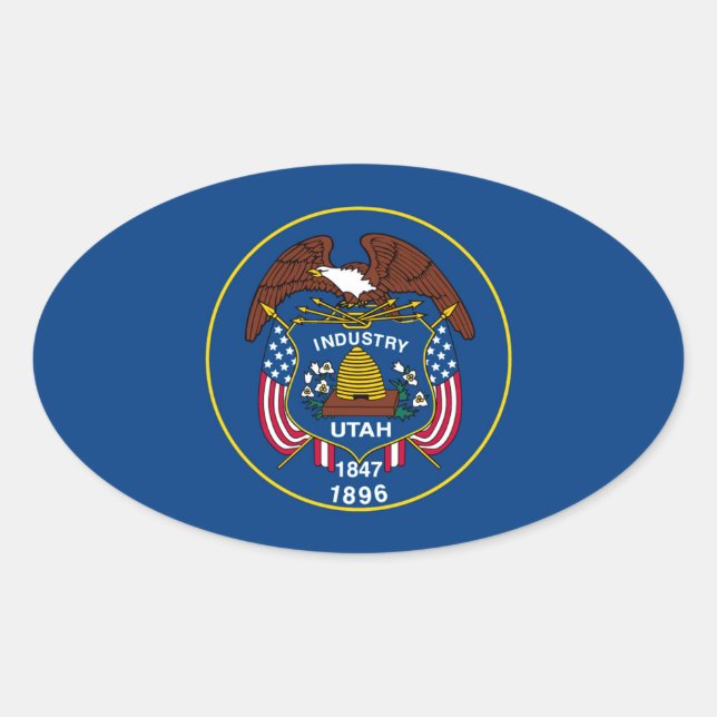 Utah State Flag Design Ovaler Aufkleber (Vorderseite)