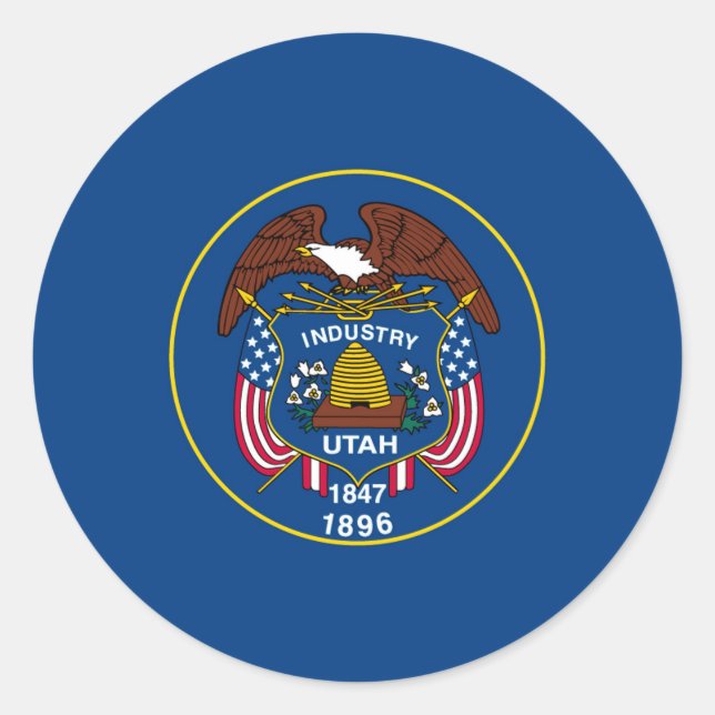 Utah State Flag Design Runder Aufkleber (Vorderseite)