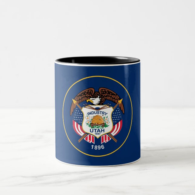 Utah State Flag Zwei-Tone-Kaffee-Tasse Zweifarbige Tasse (Mittel)