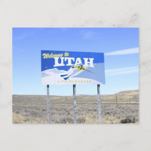 Utah State Line Schild Postkarte