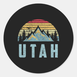 Utah T-Shirt - Retro Vintage Berge Wandern im Val Runder Aufkleber