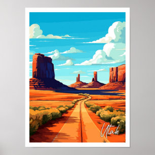 Utah United Staaten Art Vintage Travel Illustratio Poster
