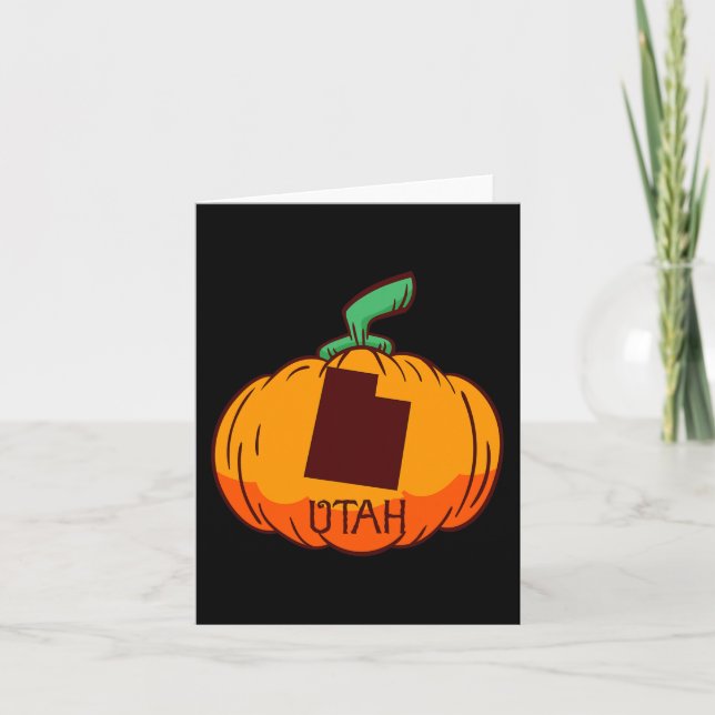 Utah US-Staat Pumpkin Halloween Art Design Fall Se Karte (Vorderseite)