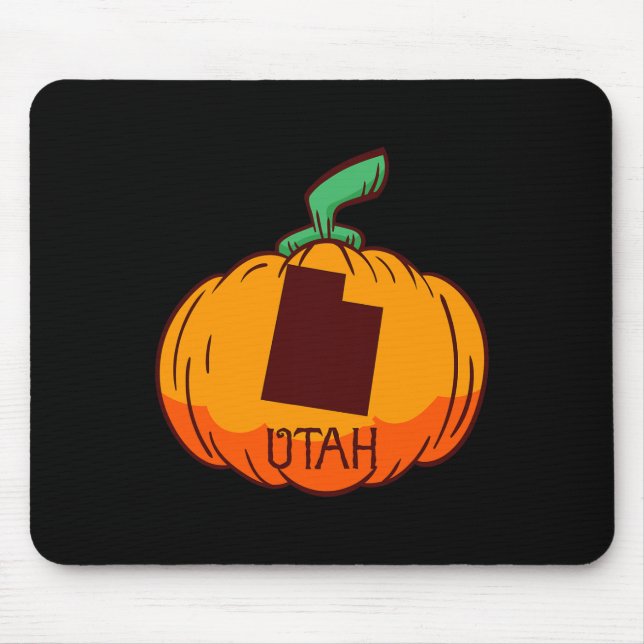 Utah US-Staat Pumpkin Halloween Art Design Fall Se Mousepad (Vorne)
