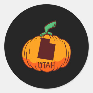 Utah US-Staat Pumpkin Halloween Art Design Fall Se Runder Aufkleber