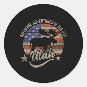 Utah USA Flagge Salt Lake City Wandern Camping Fis Runder Aufkleber