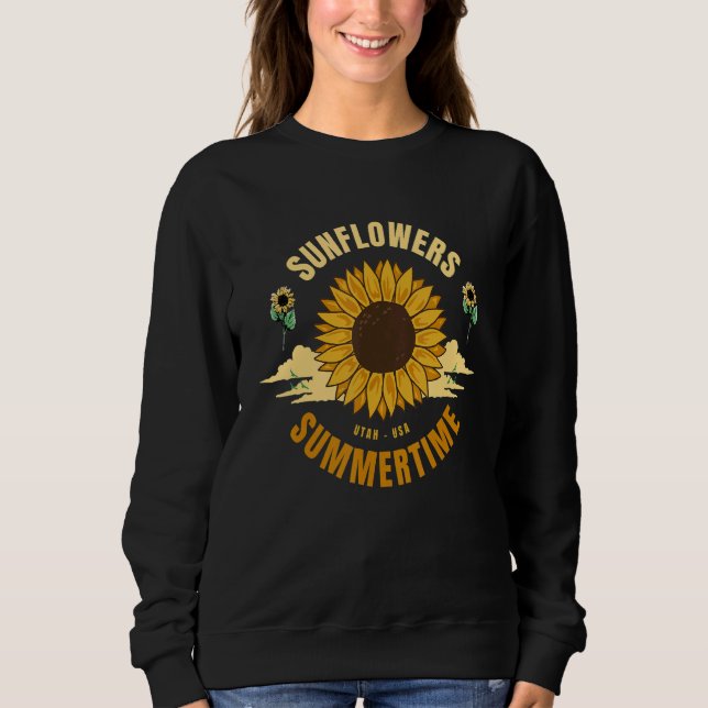 Utah Ut Pride Sonnenblume Sommer Rebellischer Gärt Sweatshirt (Vorderseite)