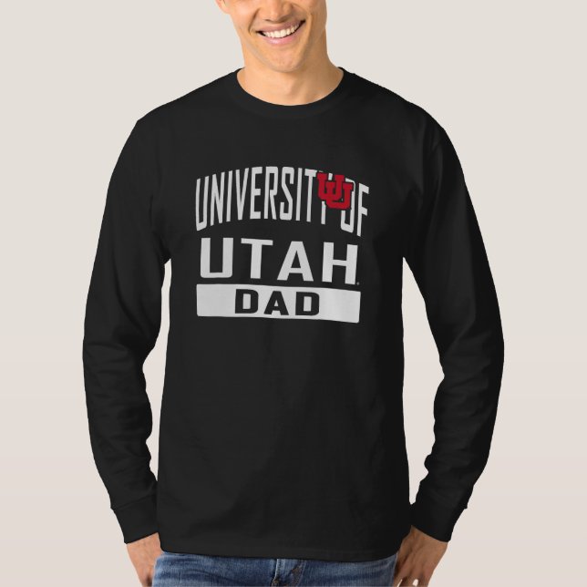 Utah Utes Vater University Pater Black Offiziell L T-Shirt (Vorderseite)