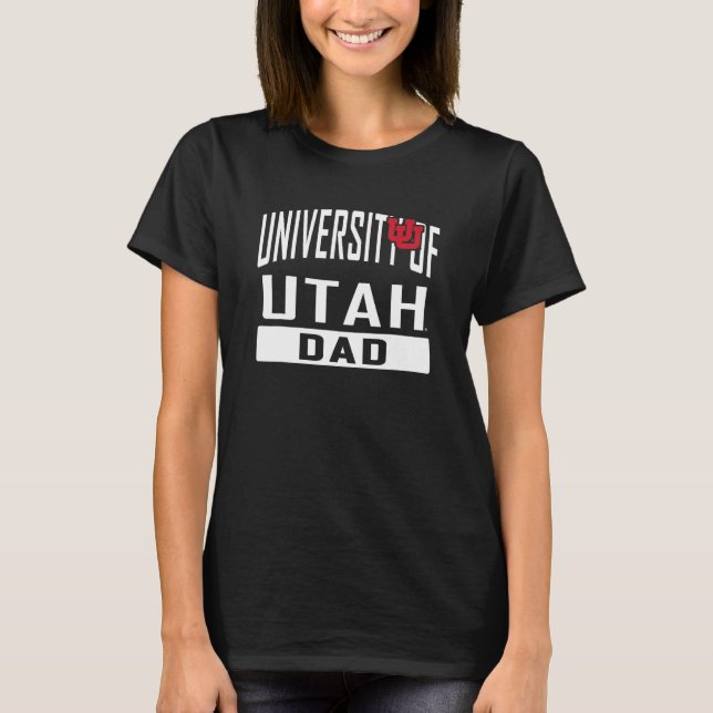 Utah Utes Vater University Pater Black Offiziell L T-Shirt (Vorderseite)