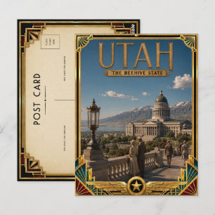 Utah Vintage Art Deco Golden Age Postkarte