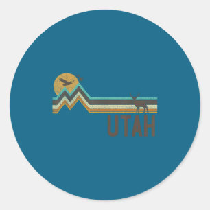 Utah - vintage Männer Frauen 70er 80er Grafik cool Runder Aufkleber