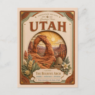 Utah Vintage Paper Cut American Arcana Postkarte