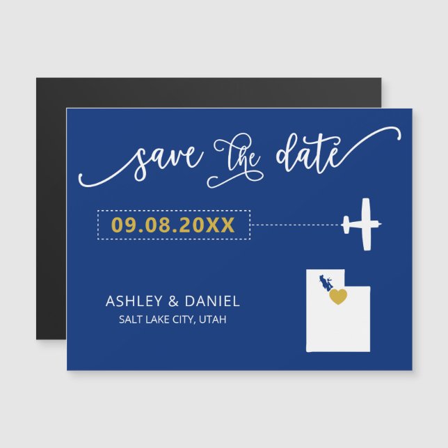 Utah Wedding Save the Date Card, Map Magneteinladung (Vorne/Hinten)